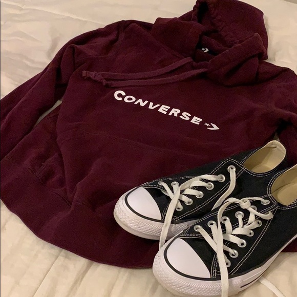 womens black converse hoodie